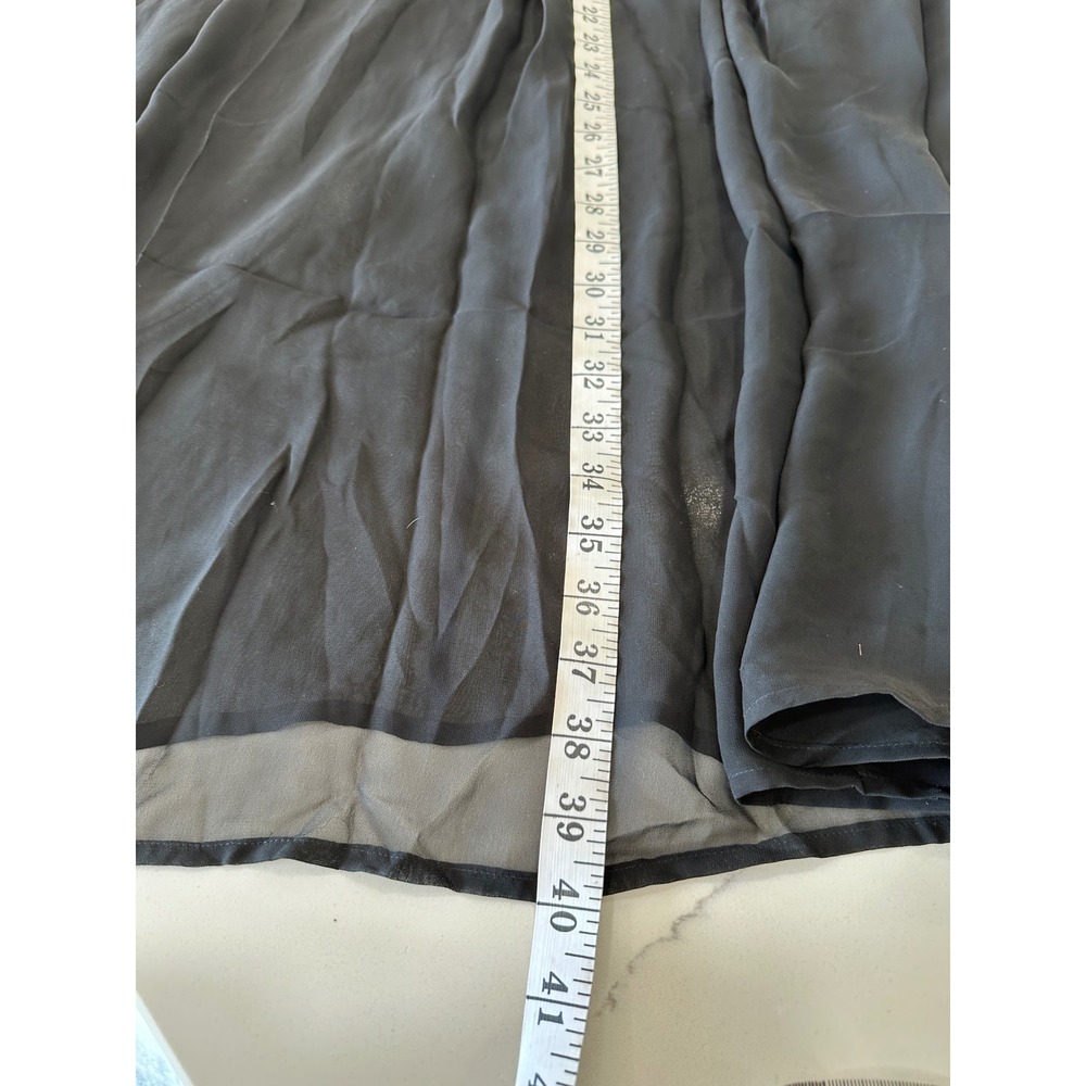 Sisley Black Pleated Maxi Skirt Sheer Chiffon Overlay Size 44‎ - Picture 6 of 6